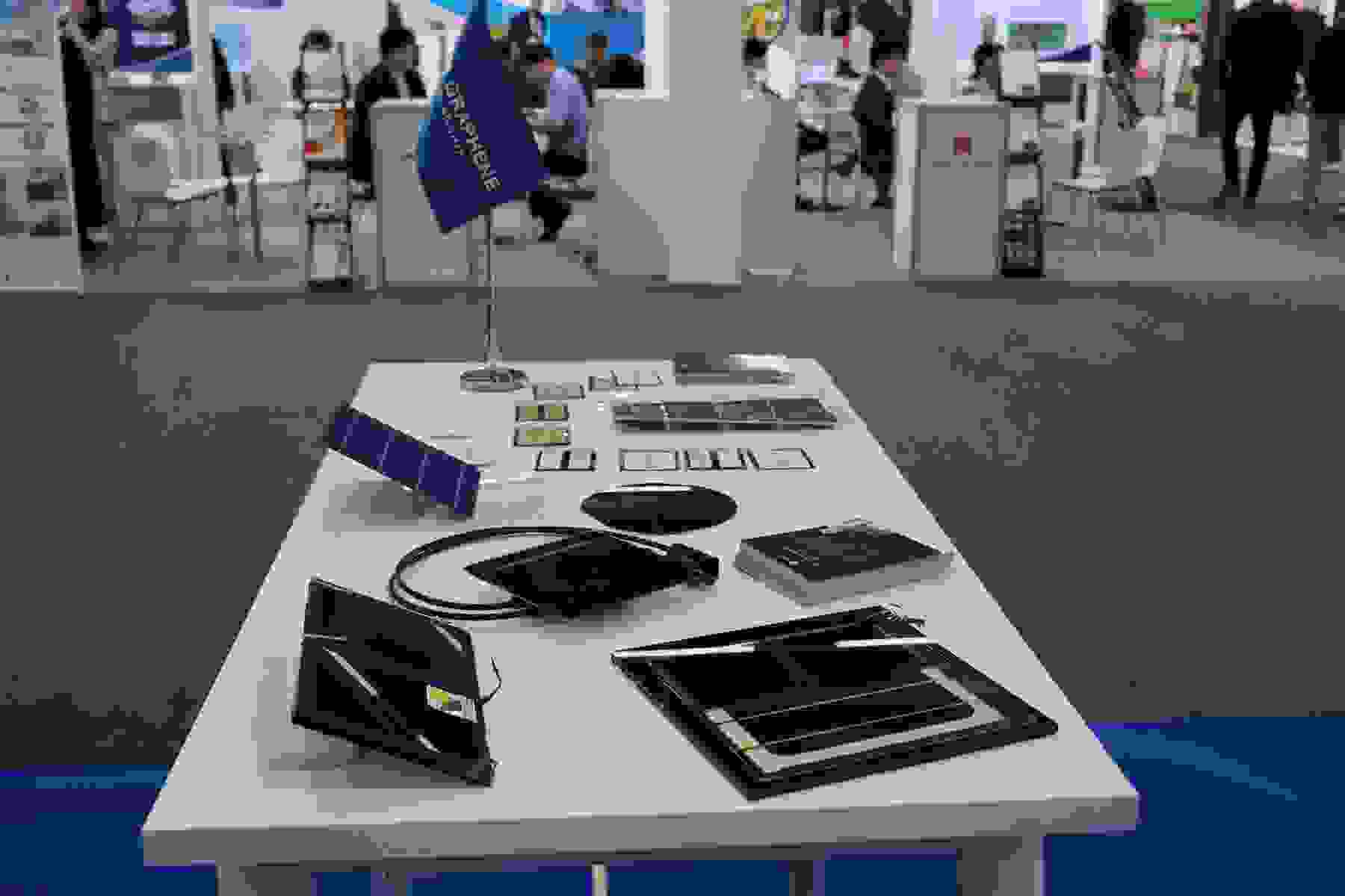 solar panel demo at Graphene Flagship Enlit Europe booth